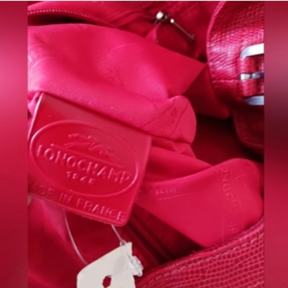 NWT Longchamp Vermillion red genuine leather bucket, tote,handbag bag - Picture 16 of 16